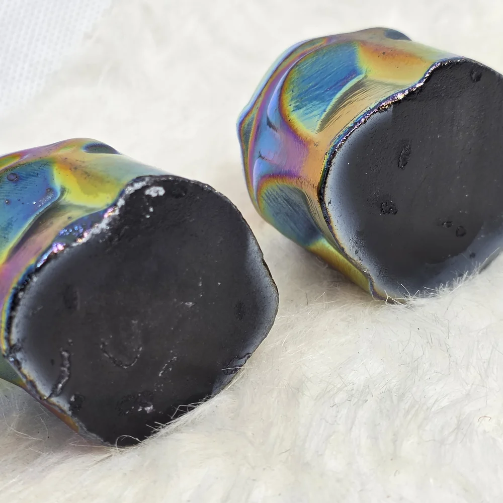 Rainbow Aura Obsidian Mandalorian Helmet Carving | Titanium Crystal | Star Wars - Picture 5 of 8